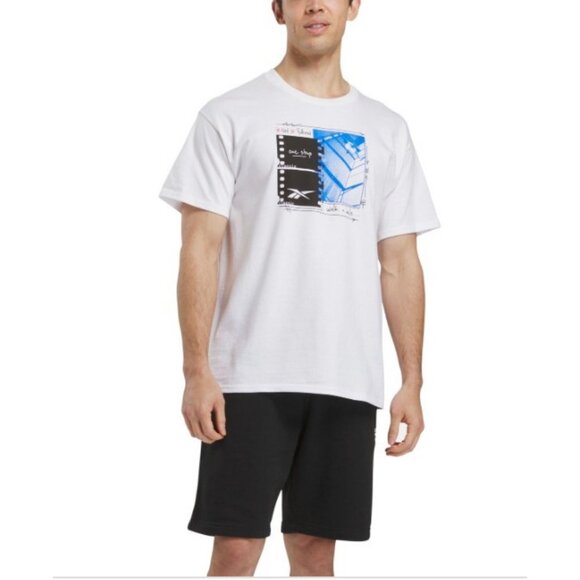 Reebok Men's Logo Graphic T-Shirt - White Size 2XL - Picture 1 of 6